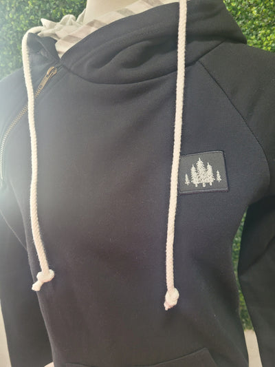 Ladies Stripe Double Hood Pullover